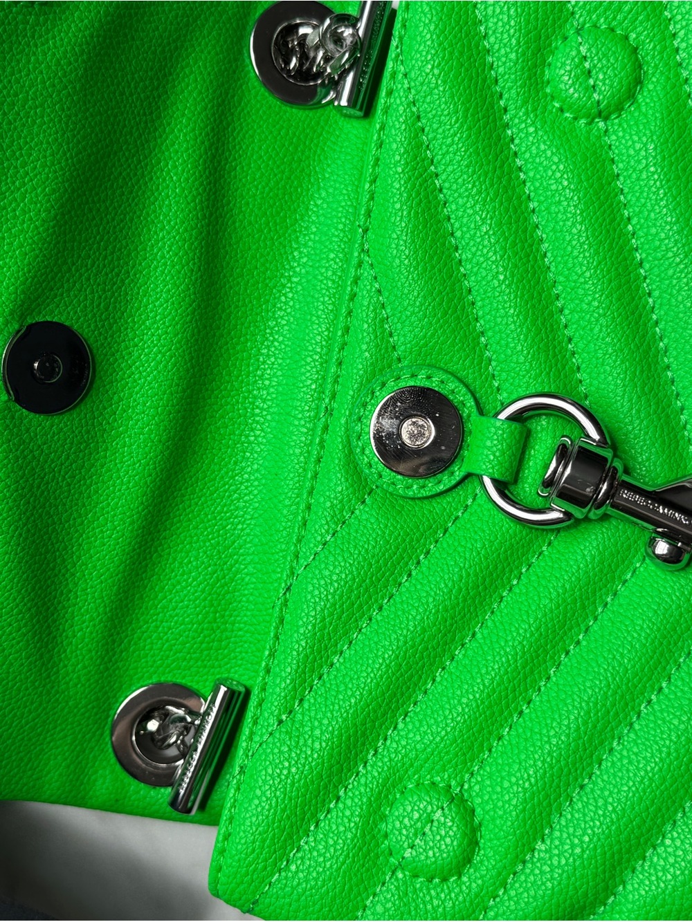 Rebecca Minkoff Neon Green Quilted Leather Shoulder Bag - Picture 2 of 3